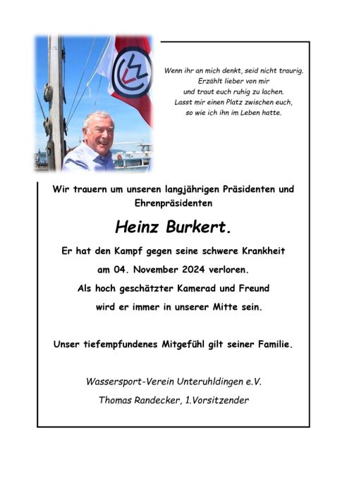 Nachruf Heinz Burkert