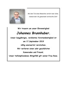 Nachruf Johannes Brunnhuber
